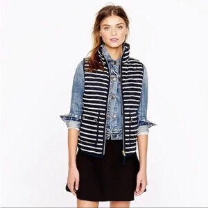 J. Crew Nautical Down Fill Striped Zip Front Puffer Vest Size XS